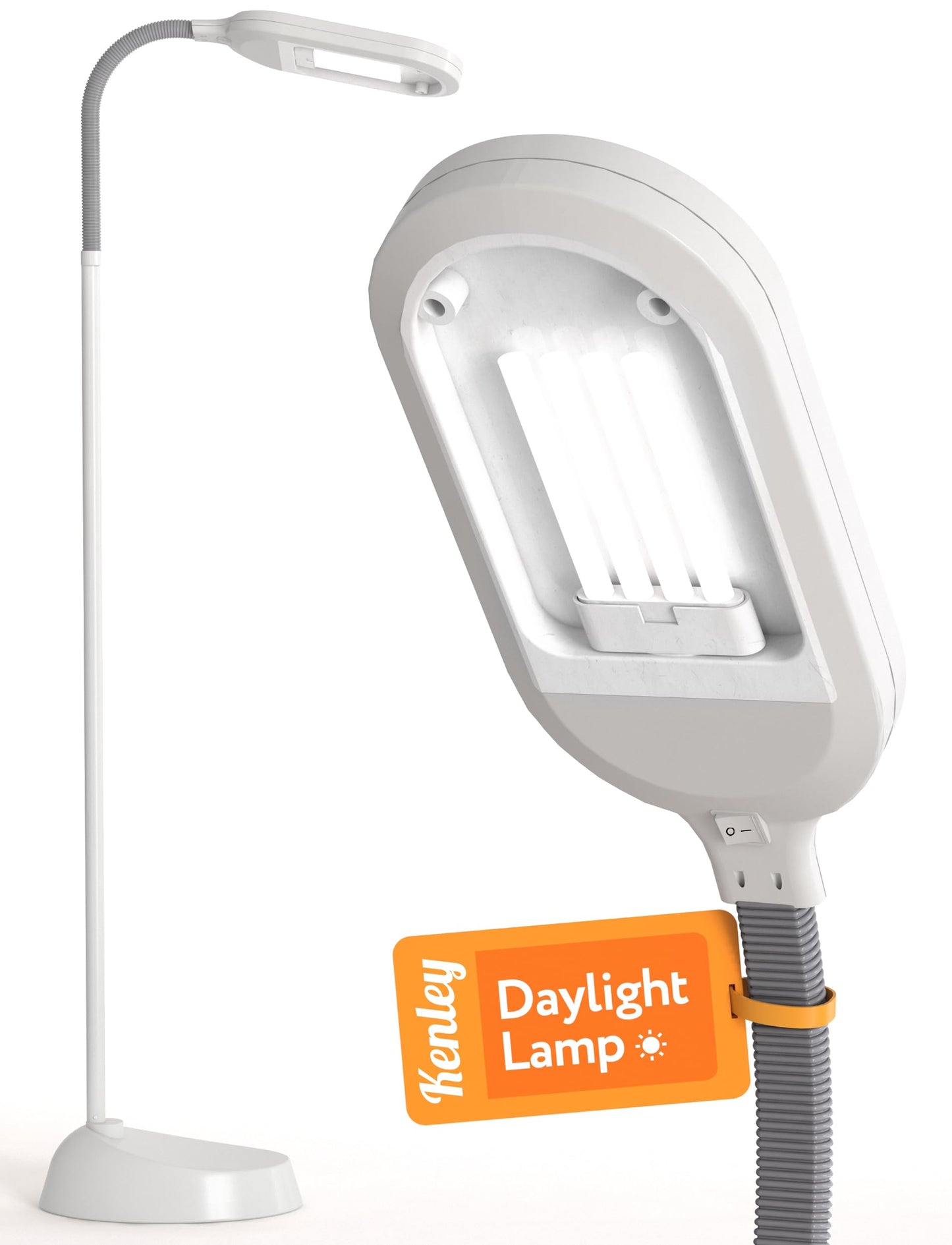 Kenley Natural Daylight Floor Lamp - Craft Light Floor Standing for Reading, Crafting, Sewing - Adjustable Gooseneck - Task Lamps for Living Room, Bedroom, Office