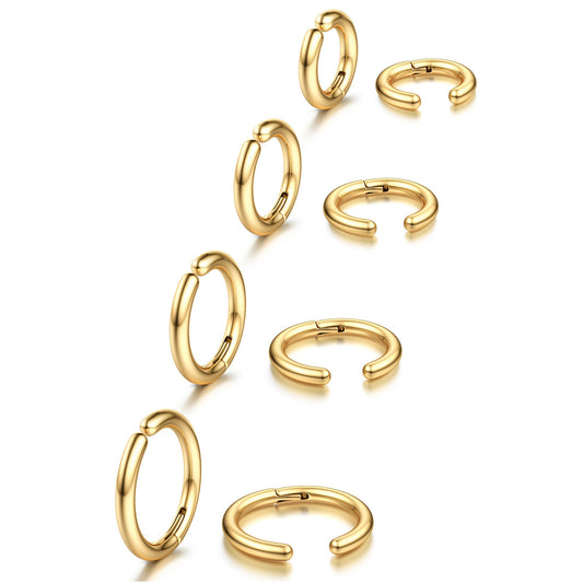YADOCA 8 Pieces Clip On Earrings For Men Women Non-Piercing Fake Stainless Steel Clip On Hoop Earring Cool Earrings Ear Clips Set for Gifts