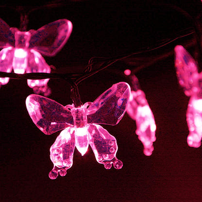 WONFAST Solar String Lights, Waterproof 16ft 20LED Butterfly Christmas Fairy Lights Decorative Lighting for Home Party Wedding Patio Garden Porch Balcony (Pink)