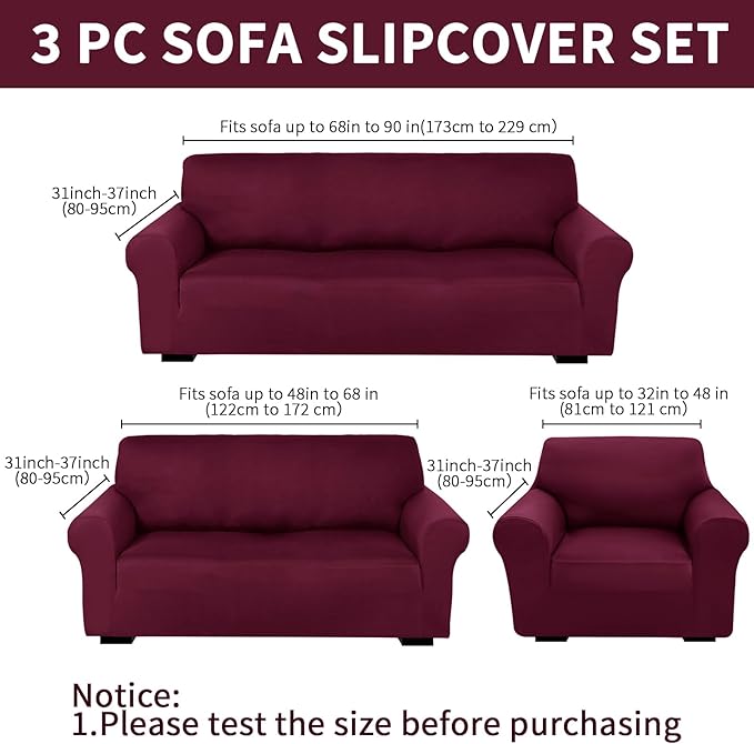 Peryiter 3 Pcs Couch and Loveseat Covers Set Sofa Cover