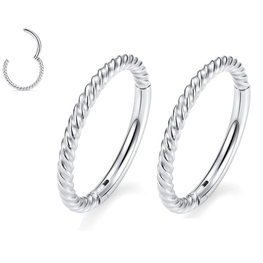 GAGABODY Septum Jewelry: Seamless Septum Clicker Nose Rings - 18 Gauge Hoop, 8mm, Silver Surgical Steel