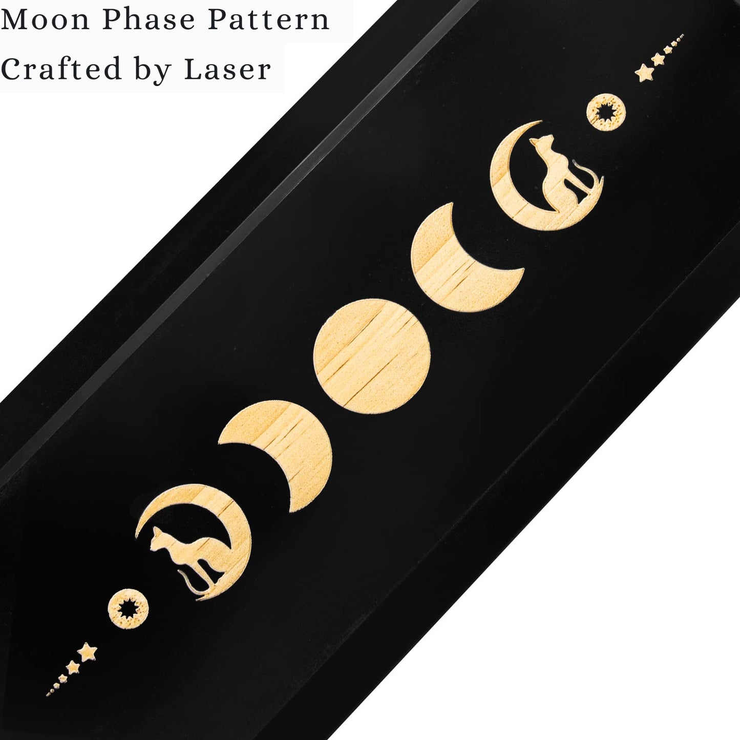 Ceiner Black Pendulum Crystal Display Holder, Wood Witch Rock Stone Stand, Moon Phase Wiccan Supplies Incense Rack Shelf with Tray for Witchcraft Gift Organizer 15 Pendulum Necklaces