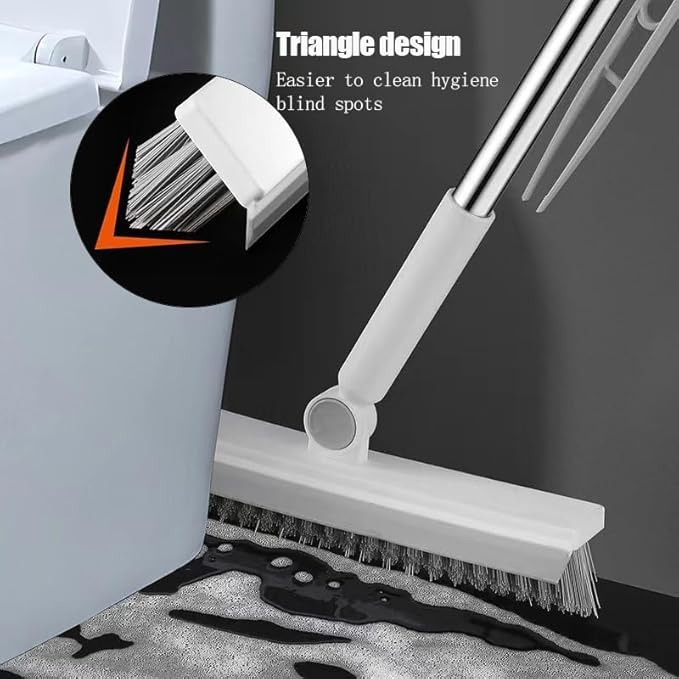Floor Scrubbing Brush with 57" Adjustable Long Handle, 3 in 1 Living Grout