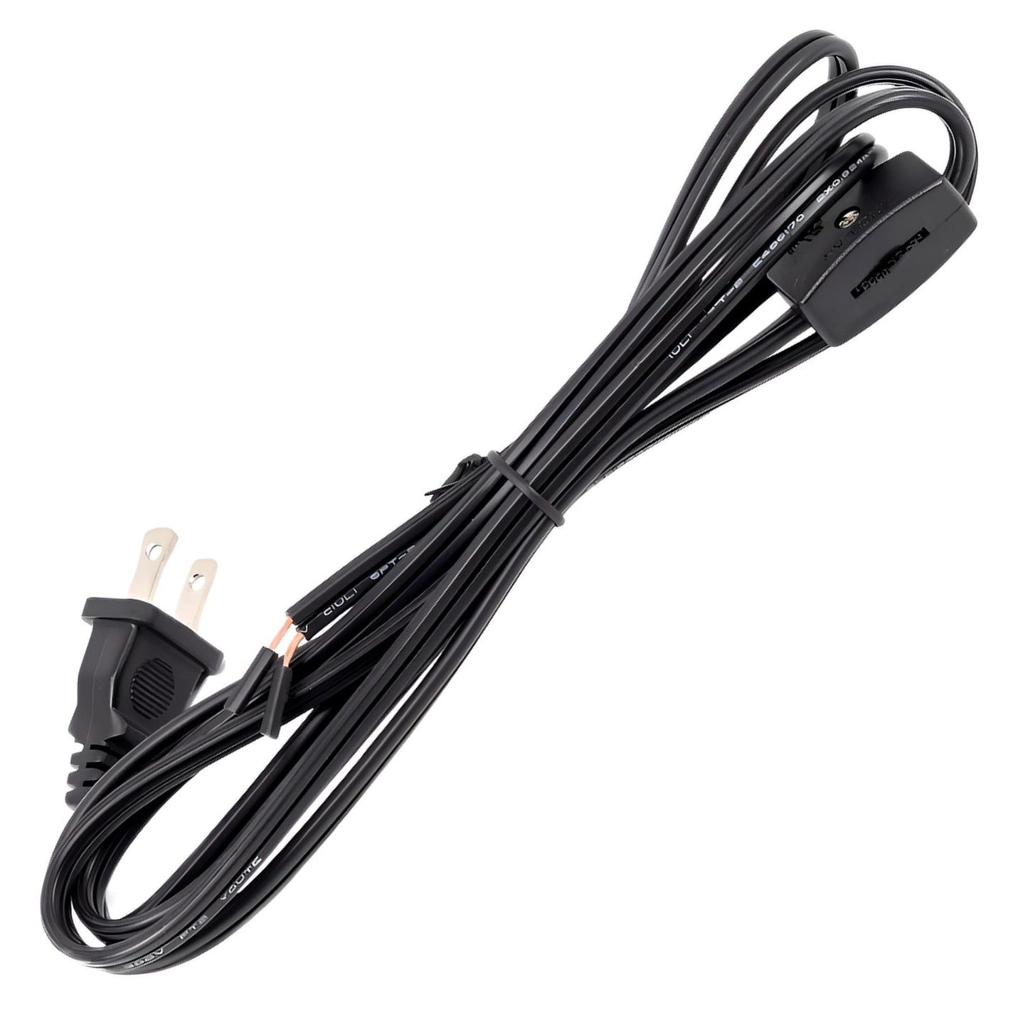 SPT-2 Lamp Cord with Inline Switch and Plug – 6ft 18AWG 6A 125V Replacement Wire with Pre-Stripped Ends, for Table Lamps, Floor Lamps, Wall Sconces, Himalayan Salt Lamps, DIY Lighting Repairs – Black