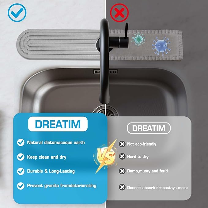 Diatomite Stone Faucet Mat For Kitchen Sink-Absorbent Fast Drying Stone Sink