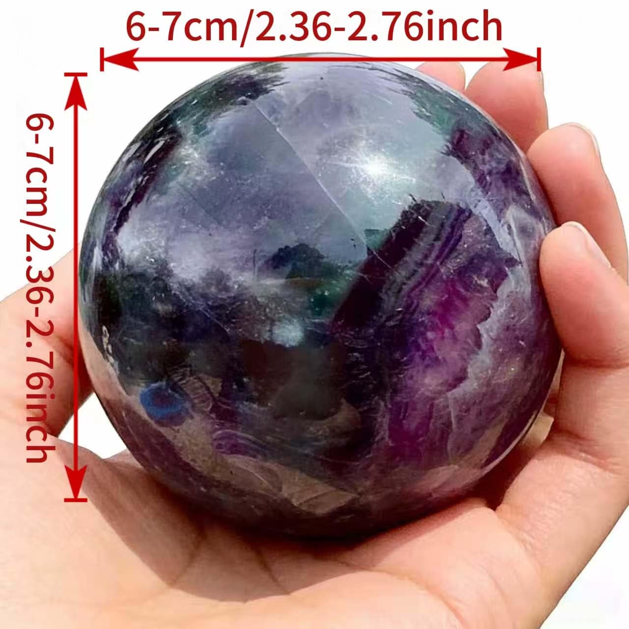 AierCrystal Natural Stone Crystal Sphere Feng Shui Home Decoration Ball Positive Energy Scrying Orb for Meditation Tool for Spiritual Space Purification Globe Diameter6-7cm Fluorite Sphere