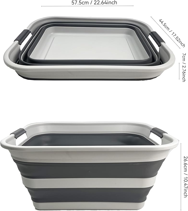 SAMMART Set of 2 Collapsible Plastic Laundry Basket