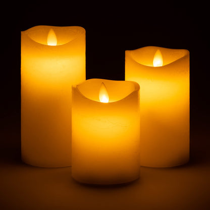 CHRISTOW Flameless LED Candles Battery Operated Real Wax Flickering Flame Set of 3