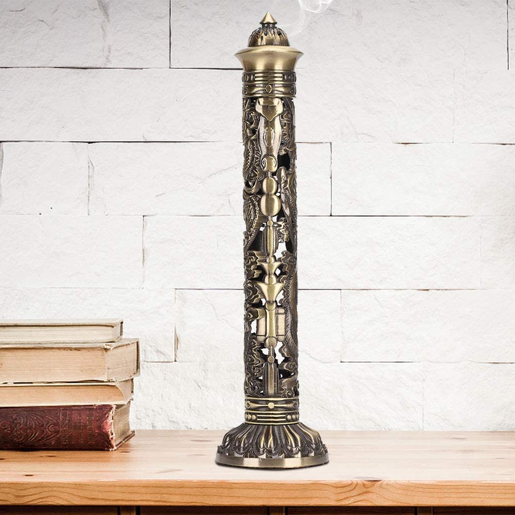 Incense Burner, Stick Incense Holder Brass Incense Holder Dragon Phoenix Relief Craft Stick Incense Burner for Ornaments Tea Room Decoration Indoor Outdoor Use