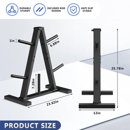 Weight Plate Rack, Weight Tree, 1-Inch Home Gym Storage Stand, Holds 300 lbs