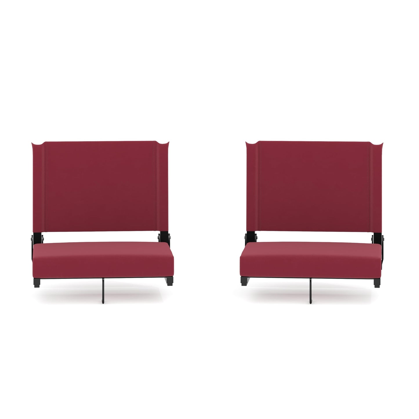 Flash Furniture Grandstand Portable Stadium Seats for Bleachers or Benches, Folding Padded Stadium Chairs with Handle, Pack of 2, 500 lb. Weight Capacity, Maroon