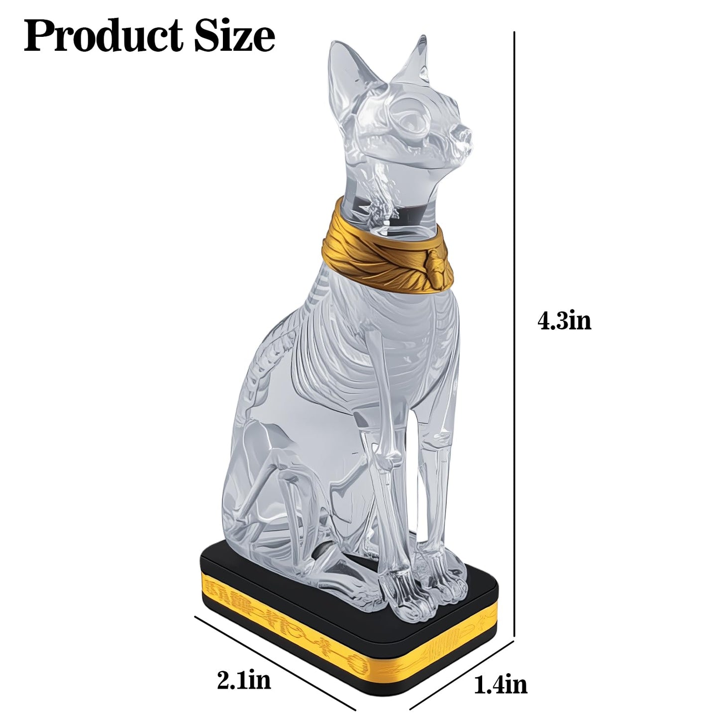 Hylophlogis 4.3 inches Tall Handcrafted Transparent Resin Cat Skeleton Statue - Egyptian Bastet Anatomical Model for Art Students, Medical Study, Unique Home Decor & Gift for Cat Lovers, Collectors