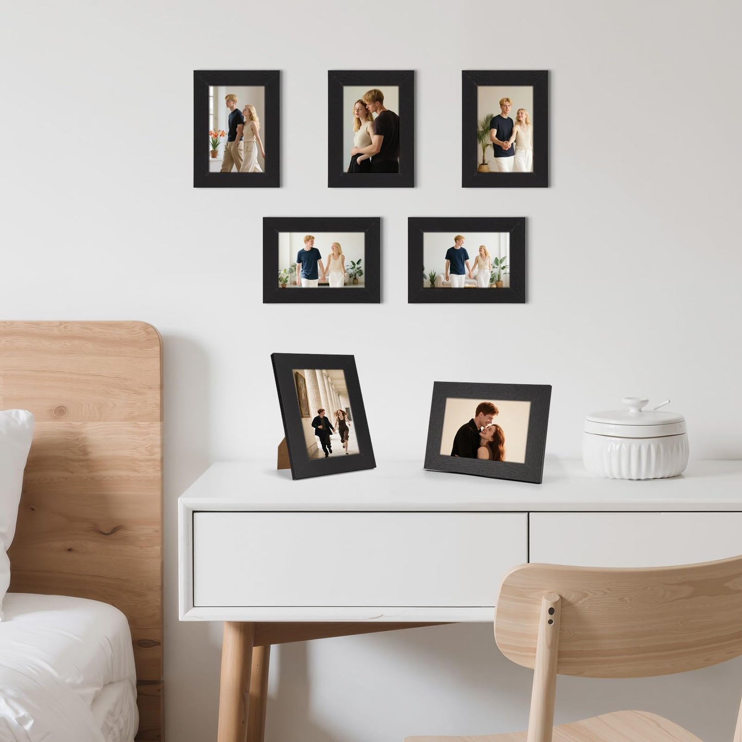 PETAFLOP Picture Frames 4 by 6 7 Pack, Black 4x6 Photo Frames Set for Wall Tabletop Horizontally or Vertically Display