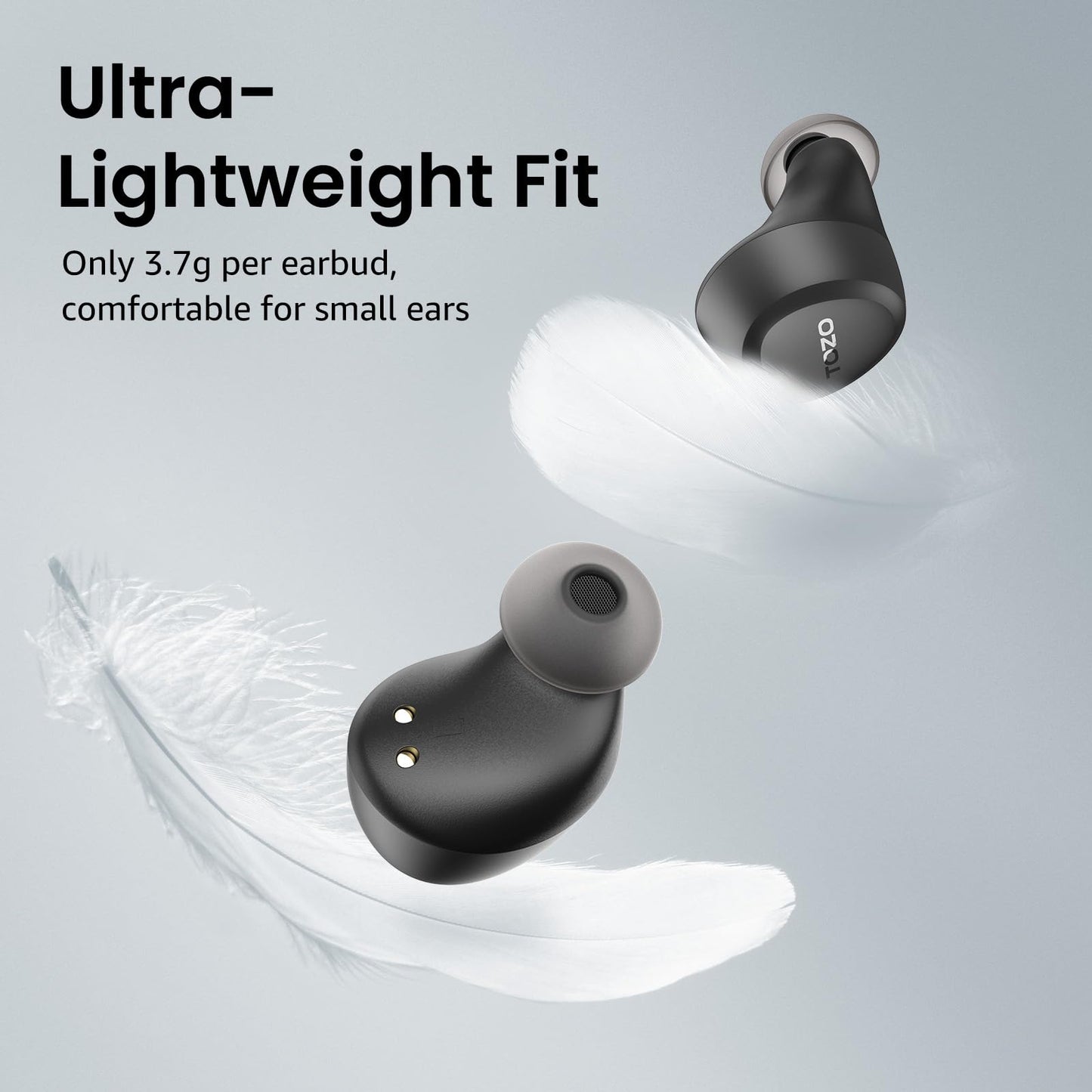 TOZO A1 Wireless Earbuds Bluetooth 5.3 Light Weight in Ear IPX5 Waterproof Headphones 2 Mic for AI Calls, Immersive Premium Sound Bass Headset with Charging Case, 32 Presets EQ Customization via App