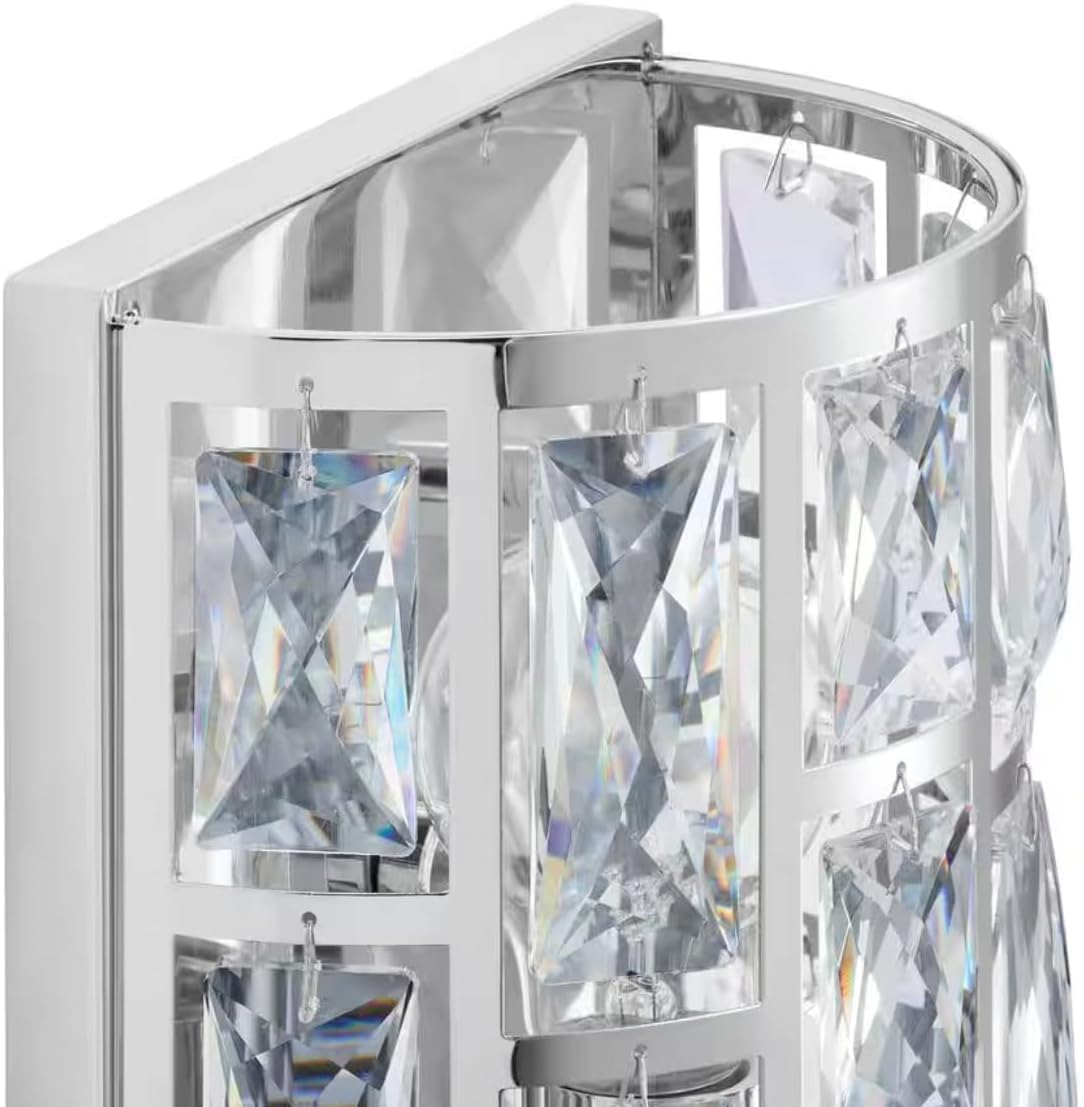 LYTIO Crystal Lamp,1-Light Chrome Indoor Wall Sconce Dimmable 60V Glamourous Style Handmade, B10 Bulb