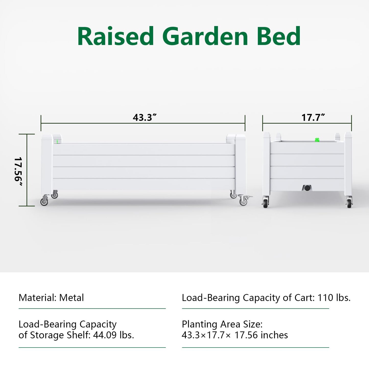 GYMHILL Elevated Raised Garden Bed with Wheels, Outdoor Large Resin Patio Planter Box Stand Divisible with Drain Plug,Water Monitor for Plants Vegetables Flowers Fruits(Ashen)