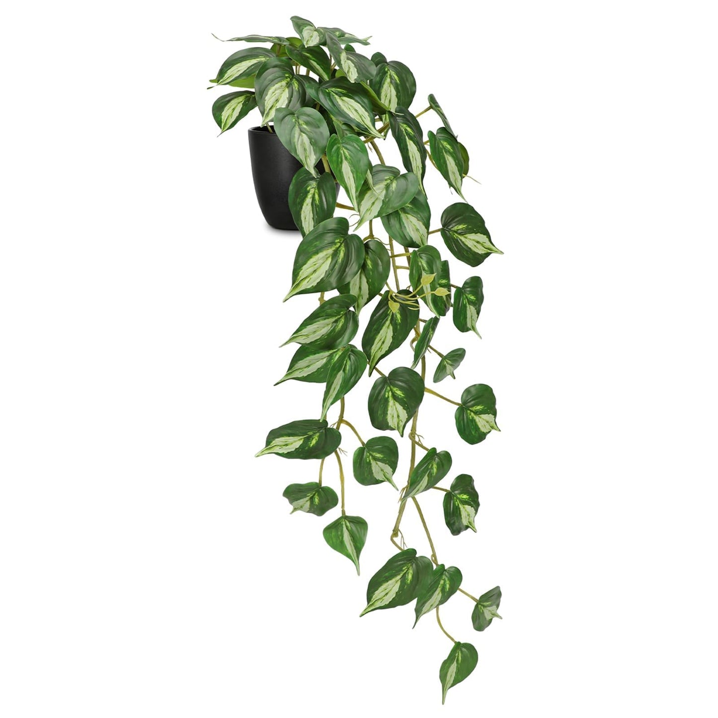 GnFlus Artificial Pothos Fake Ivy Plant with Pot Faux Light Green Leaves Featuring for Home Shelf Decor Indoor Silk Artificial Plant Large