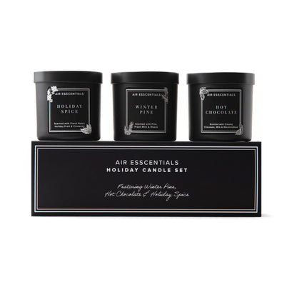 Air Esscentials Cozy Candle Gift Set, Luxury Scented Soy Candles with Winter Pine, Holiday Spice & Hot Chocolate, Hand Poured in USA, 15 Hour Clean Burn, 5 oz 3 Pack