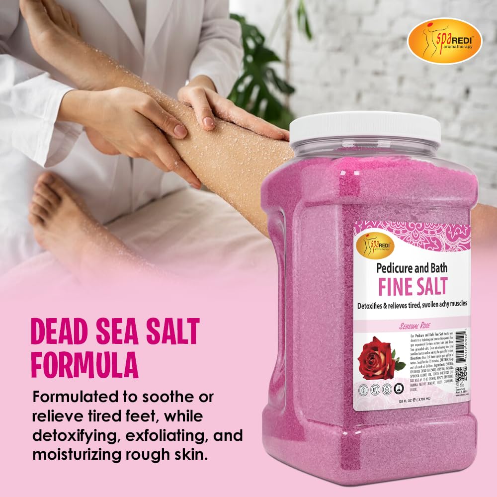SPA REDI - Detox Foot Soak Pedicure and Bath Fine Salt, Lavender and Wildflower, 128 Oz - Made with Dead Sea Salts, Argan Oil, Coconut Oil, and Essential Oil, Hydrates, Softens and Moisturizes