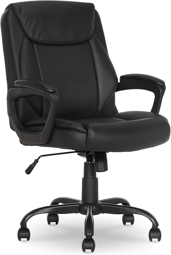 Amazon Basics Classic Puresoft PU Padded Mid-Back Office Desk Chair
