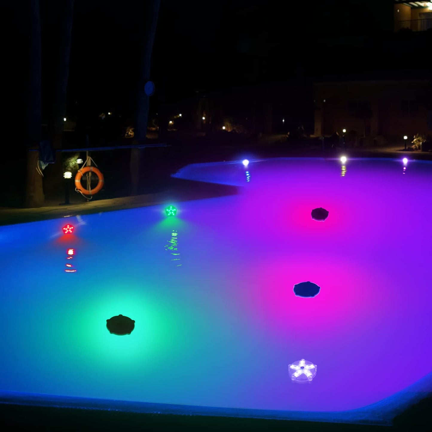 DeeprBlu Floating Whirlpool Lights for Bath Spa, 3.3 Inch Waterproof Pool Lights, Colour-Changing Starfish Pond Light Diving, Built-in Magnetic, Decorative Light for Pool, Vase, Aquarium - 2 Pieces