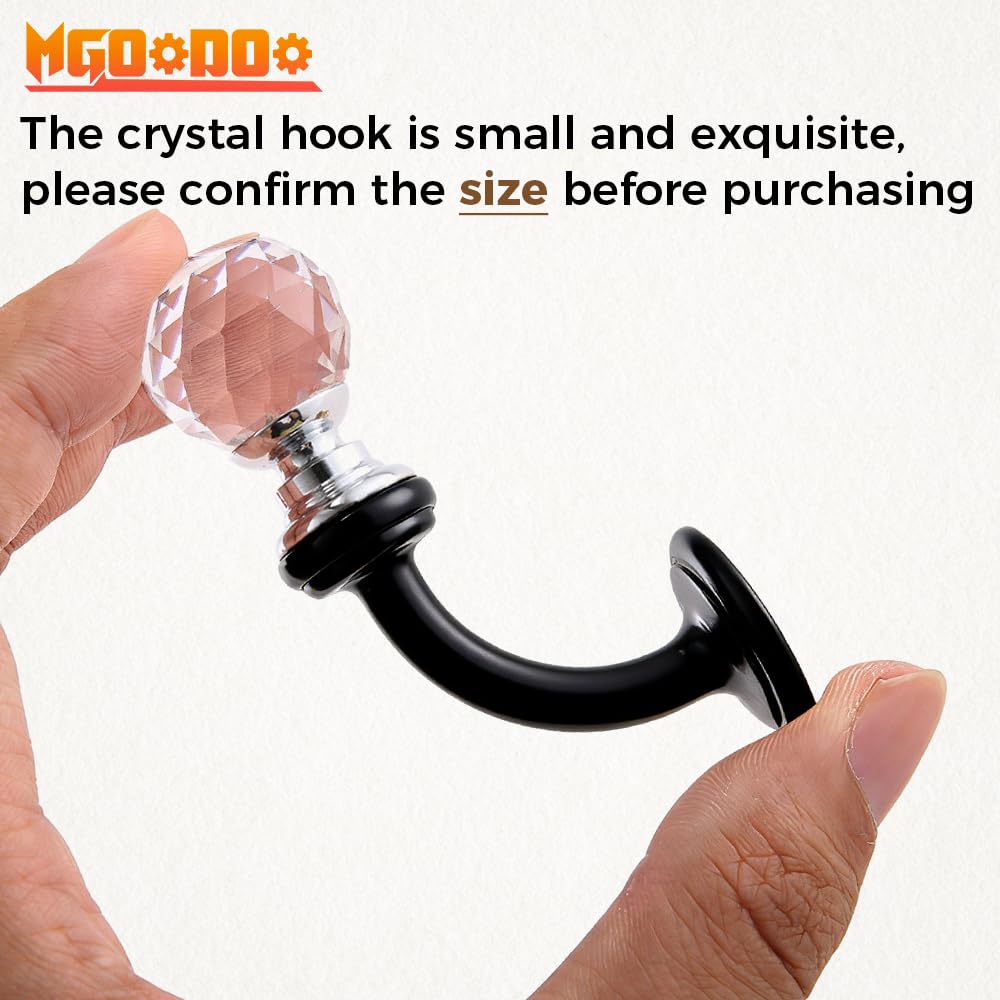 Mgoodoo 5PCS Small Crystal Wall Mounted Hooks, 2.87x1.46 inch Bathroom Crystal Robe Holder Decorative Towel Hanger with Screw for Face Mask Hat Key Bags Bathroom Bedroom Kitchen