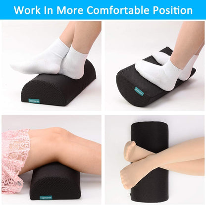 Topmener Ergonomic Foot Rest Cushion Foot Stool Under Desk with Massage Dots, Footrest Office with Washable Cover & Portable Handle, for Home Working& Office & Travel, Relieve Leg, Knee and Back