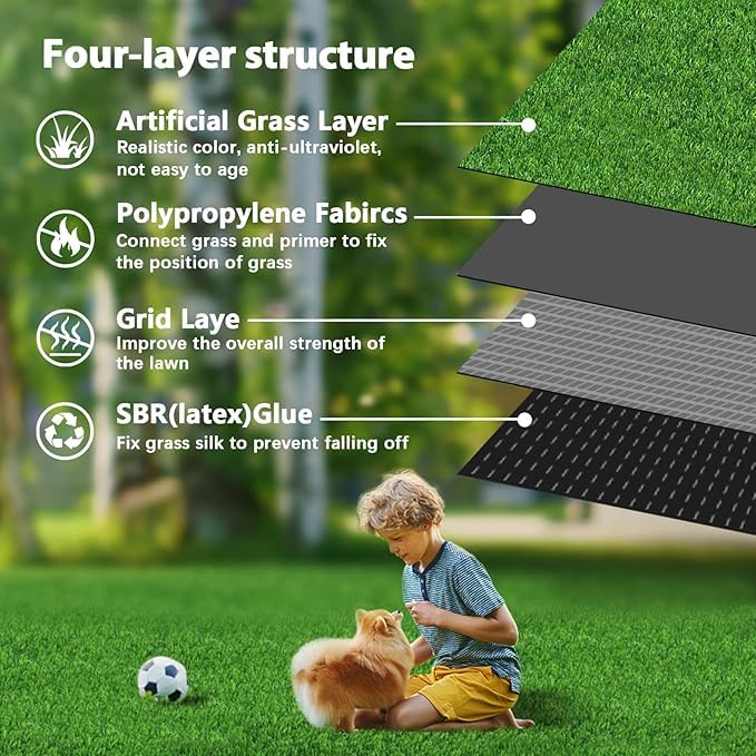 STARROAD-TIM 80 * 130 CM Fake Grass Pee for Dogs Artificial Grass Rug Pad for Puppy Potty Washable Grass Mat for Pet Training with Drainage Hole and Easy to Clean