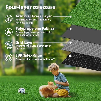 STARROAD-TIM 80 * 130 CM Fake Grass Pee for Dogs Artificial Grass Rug Pad for Puppy Potty Washable Grass Mat for Pet Training with Drainage Hole and Easy to Clean