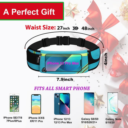Running Belt Waist Pack Bag,Workout Gear,Gym Fitness Fanny Pack for Phone,Cell Phone Holder for Running,Jogging Pocket Belt for Women & Men,Running Accessories(Blue)