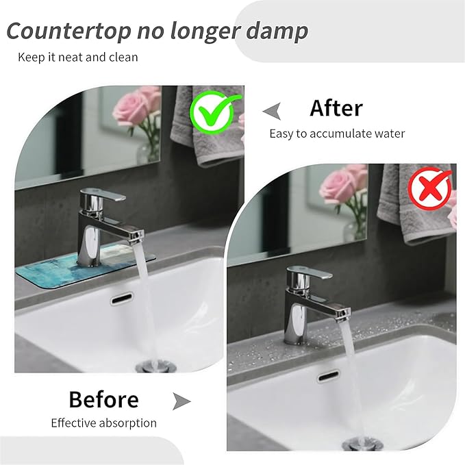 Kitchen Sink Splash Guard，Blue ocean Faucet Mat Sink Gadgets-Super Absorbent