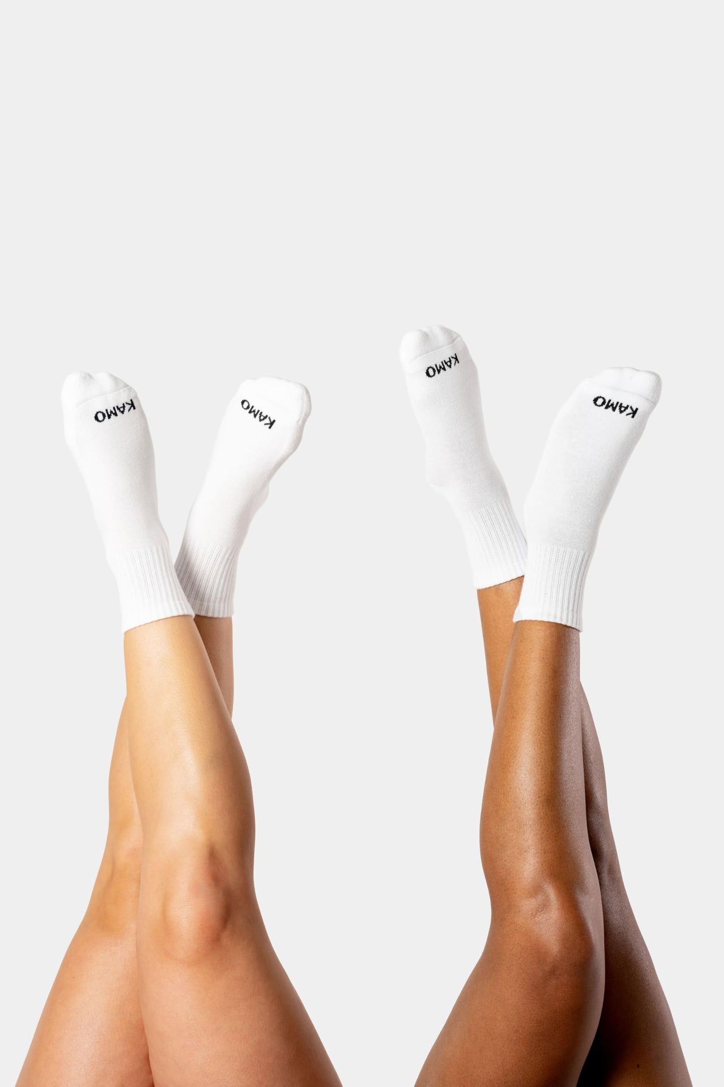 Kamo Fitness The Daily 4-Pack – Ankle Socks for Women, Athletic Half Crew Socks, Cotton Mid-Calf Fit with Cushioned Sole and Seamless Toe Size 5-9 (White, One Size)