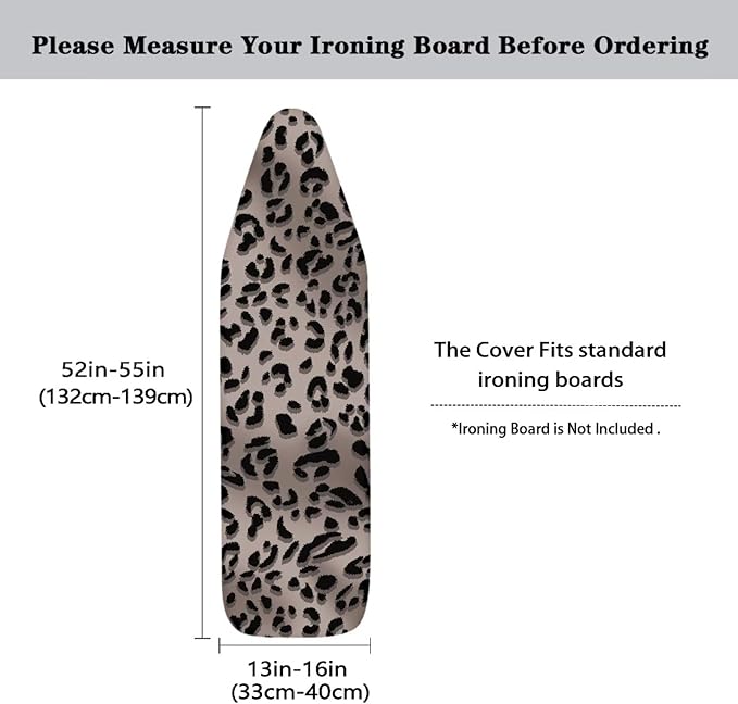 Black Leopard Print Ironing Board Pad and Cover Standard Ironing Board Cover