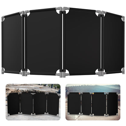 4 Panels Safety Barricade,7.8FT Removable Foldable Security Gates Barrier with Heavy Duty PVC Frame, Black Color Easier to Identify, Crowd Control Restricted Area Pedestrian Barricade Traffic Fence