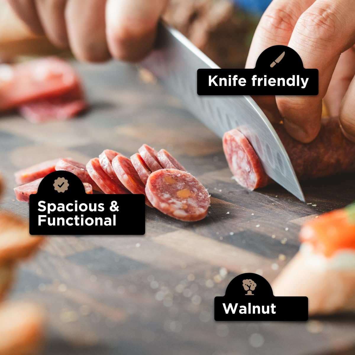 WoodForChef Heritage Large Walnut End Grain Cutting Board – Heavy Butcher Block Board with Feet & Mineral Oil Bottle – Foodsafe Wooden Prep Deck for Kitchen & Professional Chefs - 18x16x2 inches