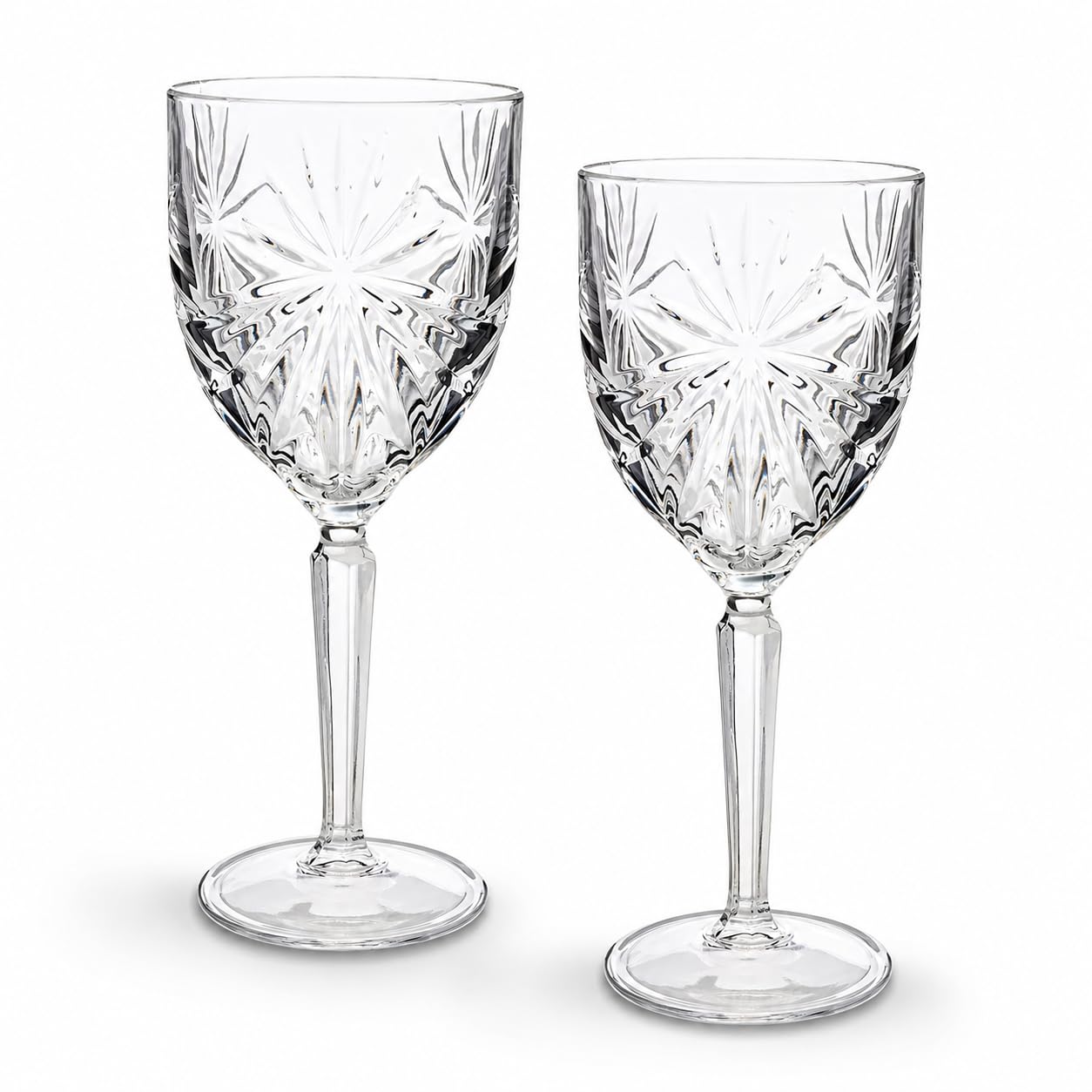 HISTORY COMPANY Starburst-Cut Crystal Tall Cocktail Glass – Nick & Nora-Inspired 2-Piece Set for Craft Cocktails (Gift Box Collection)