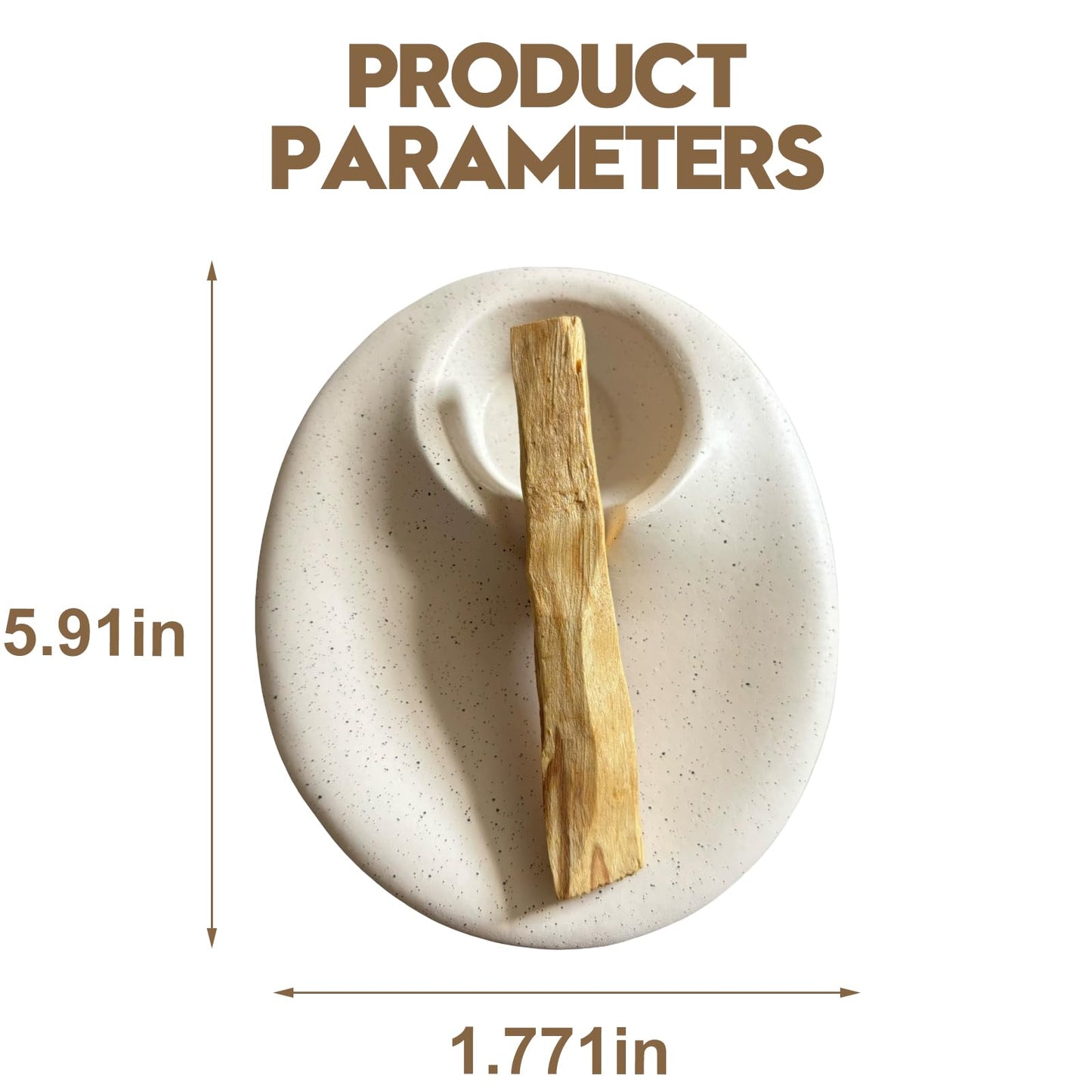 Ceramic Incense Holder, Beige Speckled Ash Catcher Tray, Anti-Slip Base, 5.32 x 4.53 in
