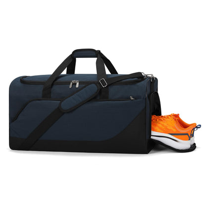 iFARADAY 52L Men's Gym Bag with Shoe Compartment - 24-inch Duffle Bag for Travel, Sports, Fitness & Workout (Navy Blue)