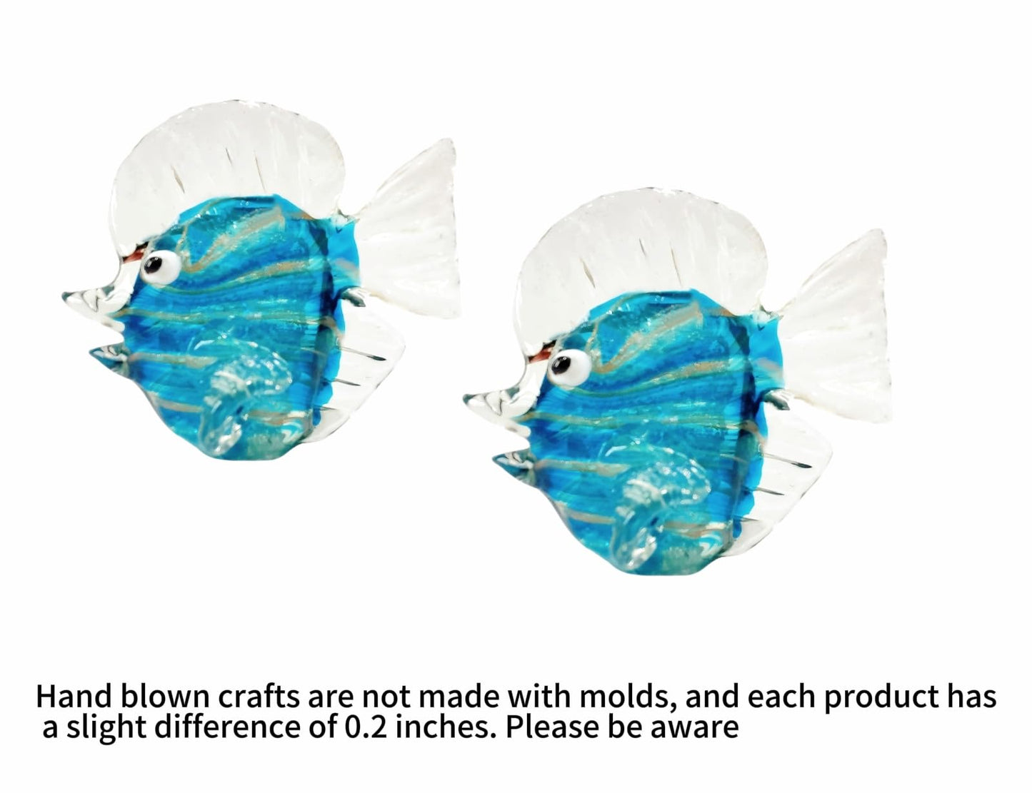 WF Hand Blown Glass Sculpture, Glass Fish Figurines Tropical Fish Sea Animal Figurine Collection Home Tabletop Decoration Ornaments - for Birthday Wedding and The Holiday Party