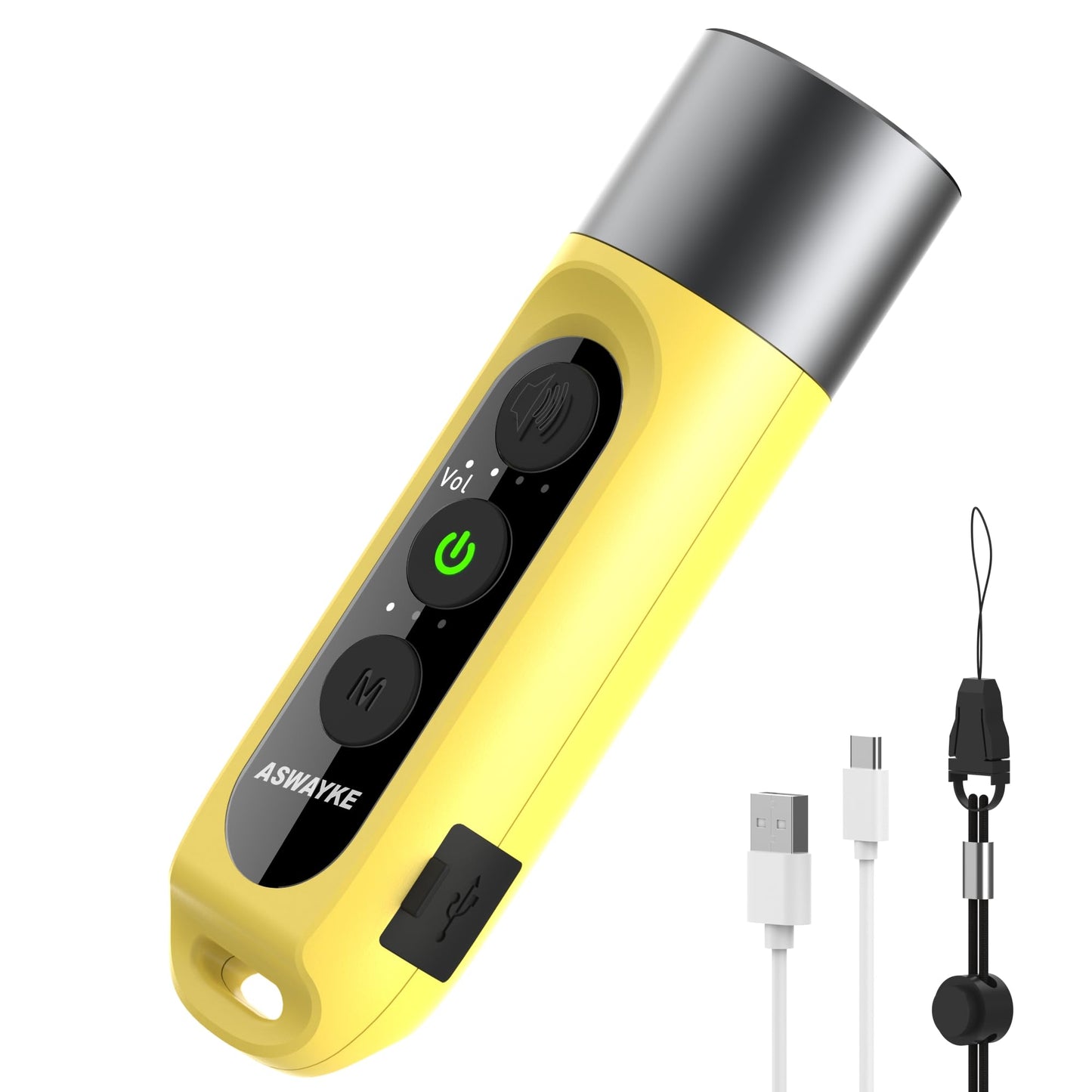 ASWAYKE Electronic Whistle Highest IPX5 Maximum Sound 125db Battery 1000mAh Yellow for Coaches Teacher, Sports Whistle