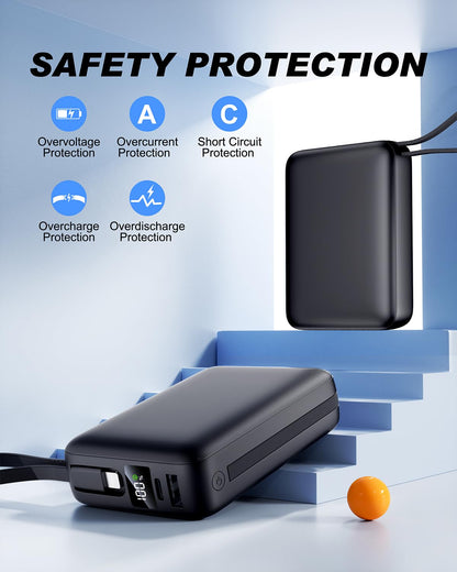 Power Bank, 26800mAh Portable Charger Battery Pack, External Battery with 2 Port & 2 Cables, Fast Charging Powerbank Compatible for iPhone 16 15 14 13 12, Android Phone and More