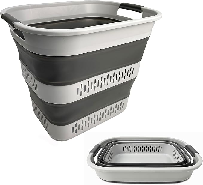 SAMMART 40L Collapsible Plastic Laundry Basket