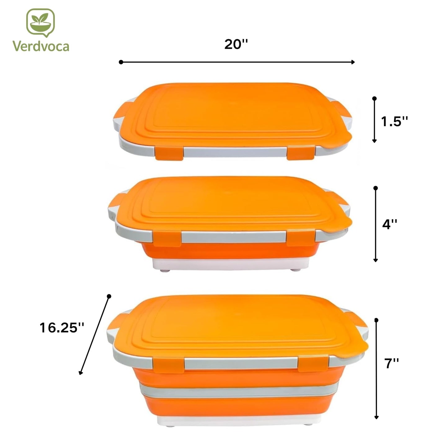 Verdvoca 1 Piece 30L & 2 Pcs 16L Collapsible BBQ Prep Tubs with Lids for Fruit Prep & Washing, Meal Marinating and Food Storage