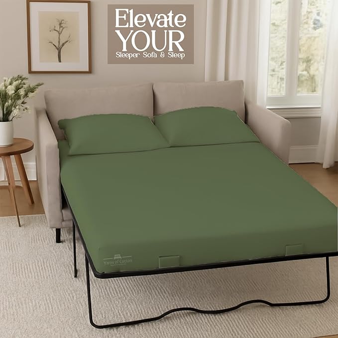 Sleeper Sofa Bed Sheet, 100% Cotton 400 Thread Count, 4 Piece Set, Deep Pocket