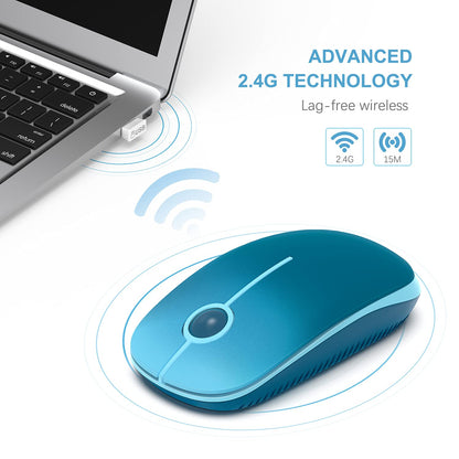VssoPlor Wireless Mouse, 2.4G Slim Portable Computer Laptop Mouse with Nano Receiver Quiet Silent Optical Mice for Notebook, PC, Laptop, Computer-Black and Gold