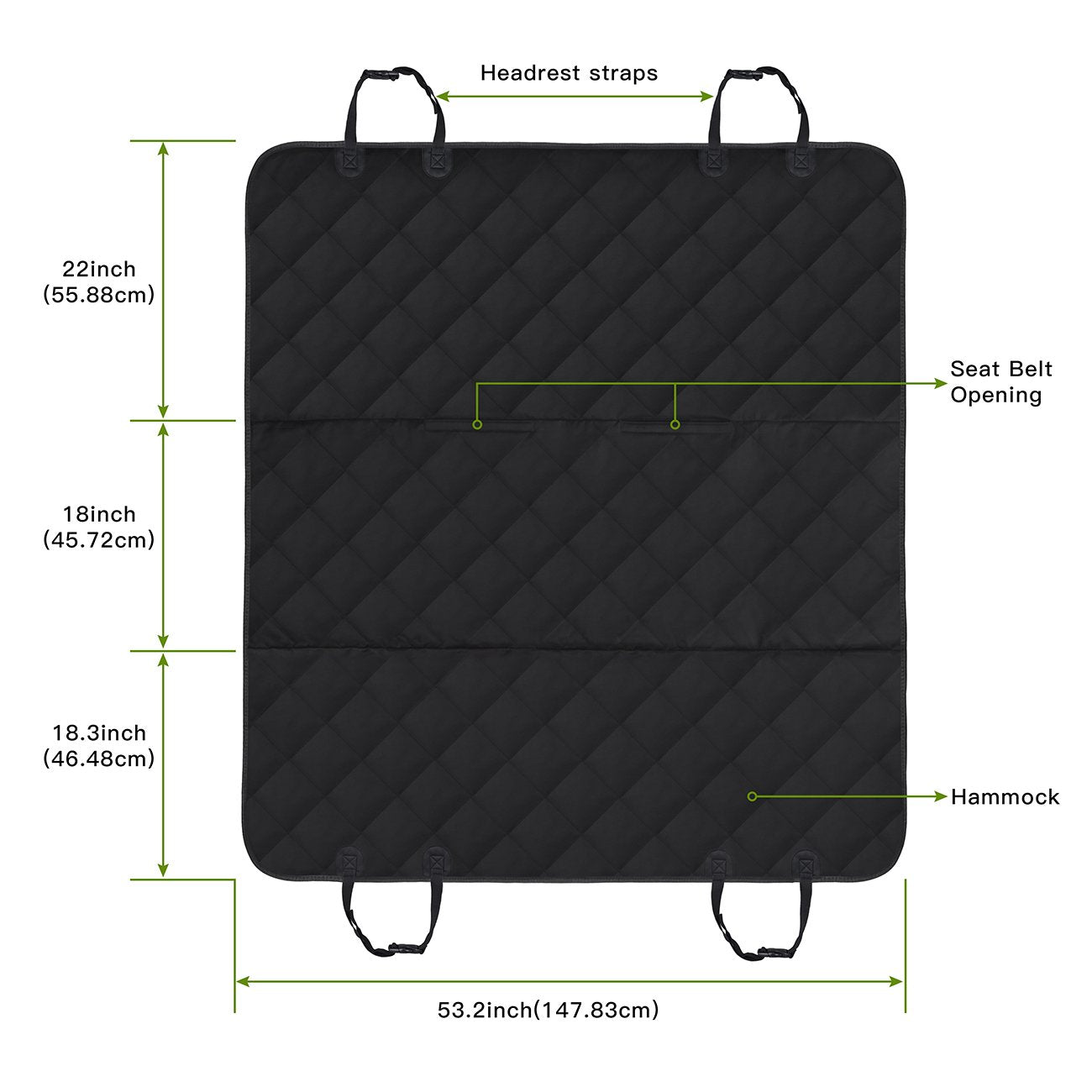 Dog Car Seat Cover, SHINE HAI Waterproof & Scratch Proof & Nonslip Back Seat Cover, Dog Travel Hammock with Seat Anchors, Machine Washable, Durable, Universal fits All Cars, Pet Cover(Black)