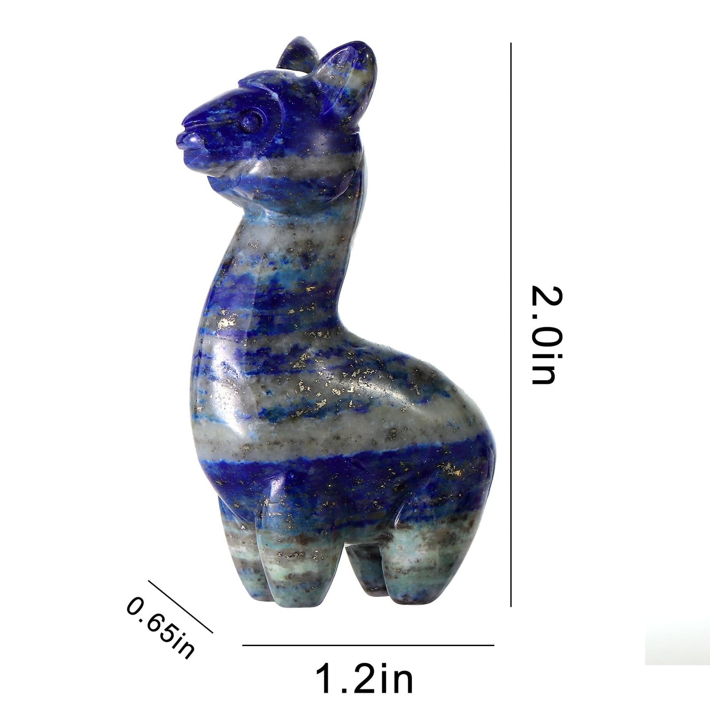 LEADGEM Lapis Lazuli Crystal Alpaca Statue Carved Blue Pocket Animal Carvings Figurine Healing Stone Sculpture for Home Office Decor Gift,2"