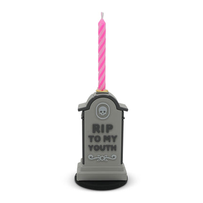 GOOFBALLS Funny Birthday Candle Holder – Humorous Party Decoration & Gag Gift – Quirky Cake Topper for Adults & Friends - Tombstone
