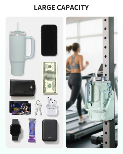sportsnew Magnetic Gym Bag for Women Men, Crossbody Insulated Cup Sleeve Water Bottle Carrier Holder with Strap for 40oz Tumbler with Handle, 4 Built-in Magnets Small Gym Bag for Workout, Walking