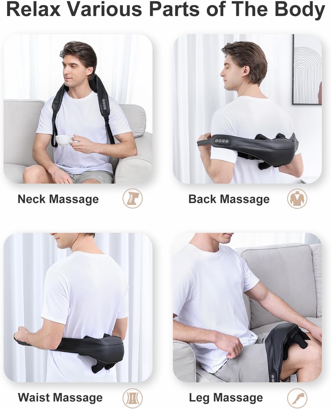 Medcursor Neck Massager, Cordless 4D 6 Massage Nodes Deep Tissue Kneading Massage for Pain Relief, Massager for Neck Back Shoulder, Office, Home & Car